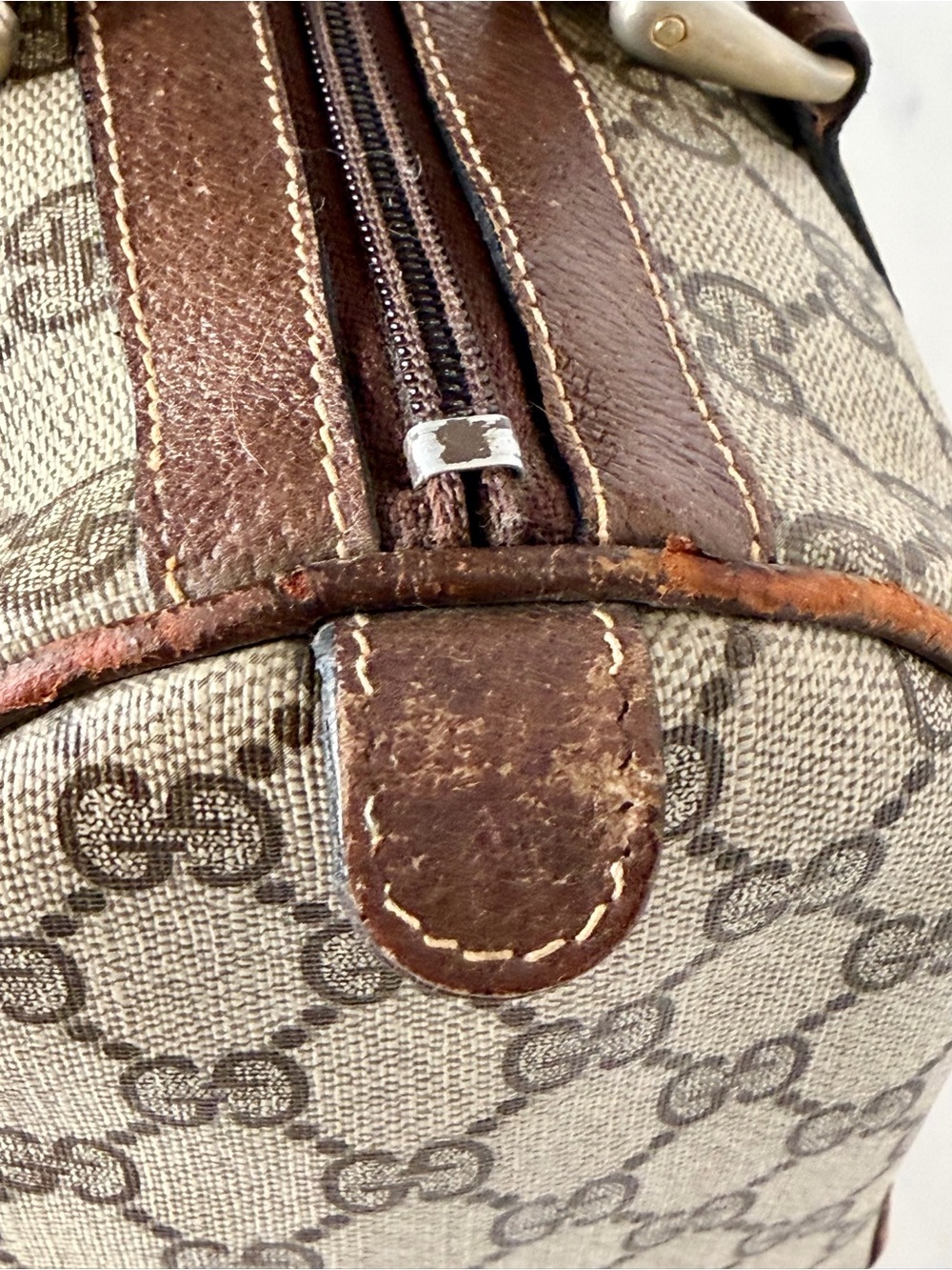 Vintage Gucci GG Supreme Web Boston Speedy Bag Brown Tan Monogram - Picture 8 of 14